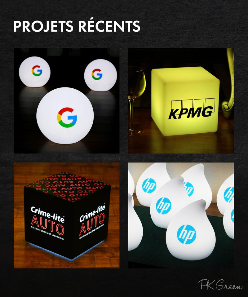 Affichage promotionel avec logo rétroéclairé Cube illuminé unique sans fil Lampe de table LED Pub