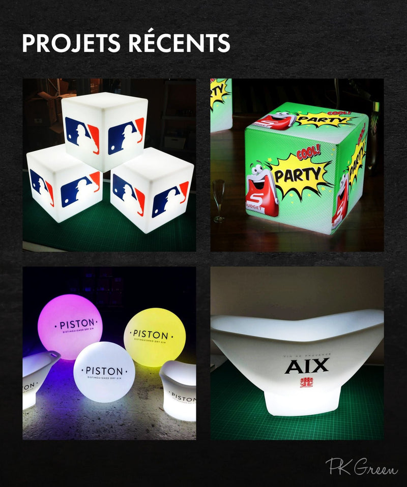 Objet lumineux personnalisable Affichage promotionel multicolore sur pied Lampadaire Cube Pub