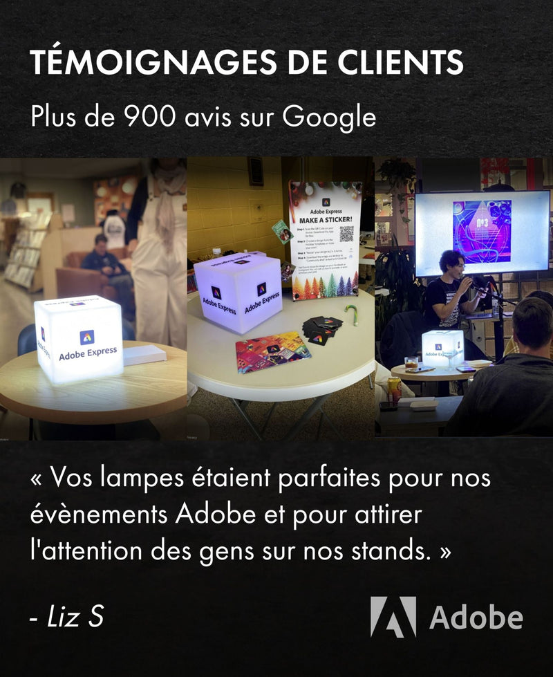 Cube lumineux Éclairage d'enseigne avec votre logo, publicité, cadeau d'entreprise, rechargeable
