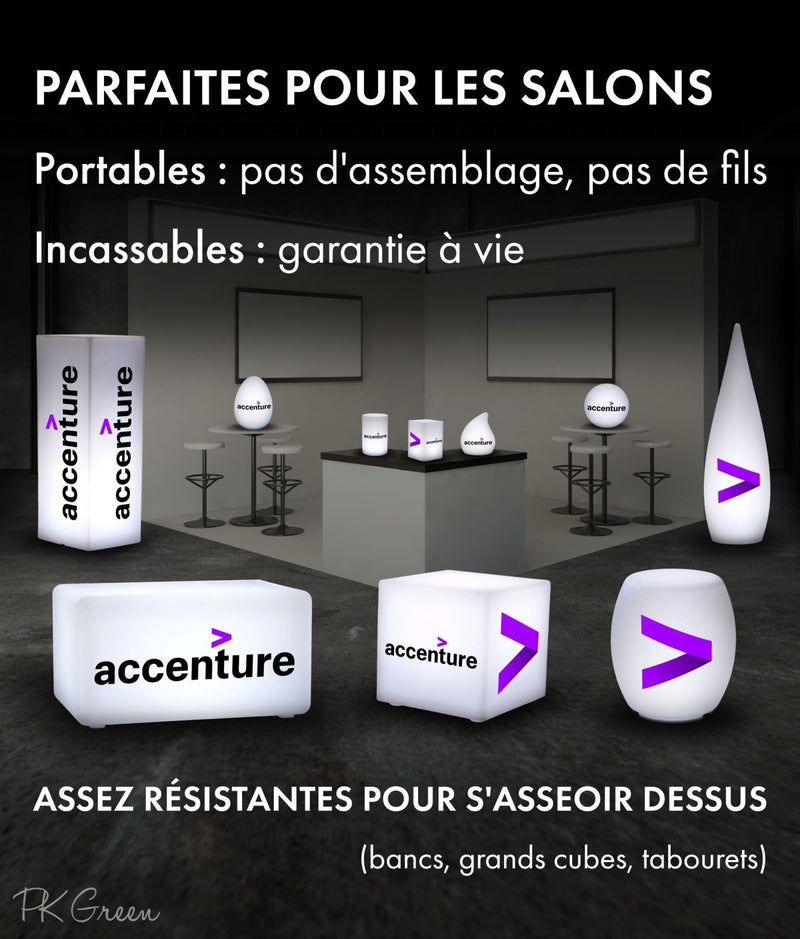 Lampe LED Ronde Personnalisable, Lampe Boule Globe de Surface Estampillée, Décoration Illuminée de Surface Éclairée pour Conférence, Événement