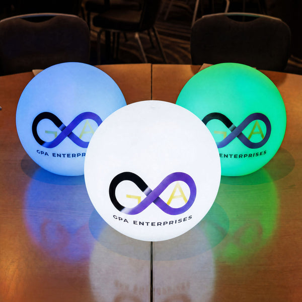 Lampe LED Ronde Personnalisable, Lampe Boule Globe de Surface Estampillée, Décoration Illuminée de Surface Éclairée pour Conférence, Événement