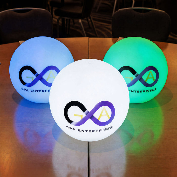 Lampe LED Ronde Personnalisable, Lampe Boule Globe de Surface Estampillée, Décoration Illuminée de Surface Éclairée pour Conférence, Événement