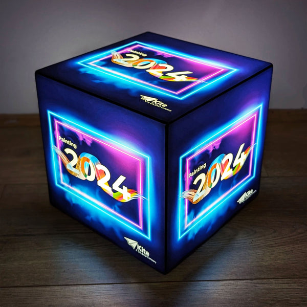 Cube LED Personnalisé Siglé, Caisson Lumineux Publicitaire avec Logo pour Exposition, Affichage Éclairé Sur Pied pour Cabine DJ, Enseigne Lumineuse