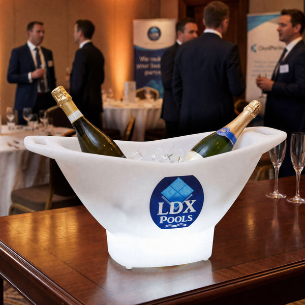 Grand seau à glace illuminé Éclairage LED personnalisé Refroidisseur de vin champagne avec logo Pub