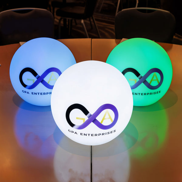 Lampe LED Ronde Personnalisable, Lampe Boule Globe de Surface Estampillée, Décoration Illuminée de Surface Éclairée pour Conférence, Événement