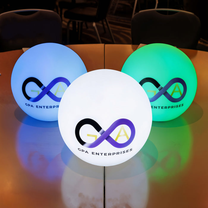 Lampe LED Ronde Personnalisable, Lampe Boule Globe de Surface Estampillée, Décoration Illuminée de Surface Éclairée pour Conférence, Événement