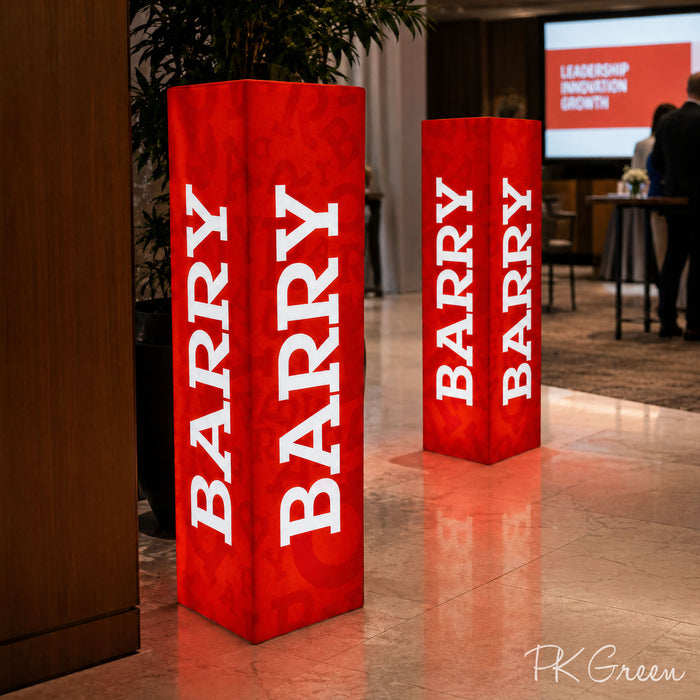 Caisson Lumineux Colonne avec Logo, Grande Borne Illuminée Estampillée, Panneau Lumineux sur Pied pour Événement d'Entreprise, Salon