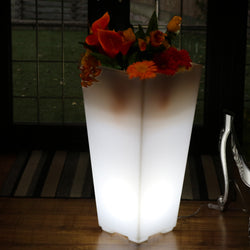 Grand vase à fleurs LED Pot de plantes illuminé, 75 cm Lampe sur pied décorative, E27, blanc