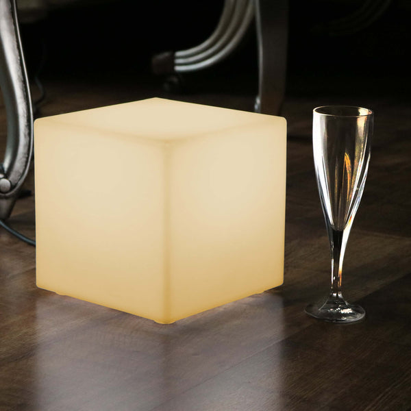 Cube Lumineux 20cm sur Secteur, Lampe Chevet, LED E27 Blanc Chaud