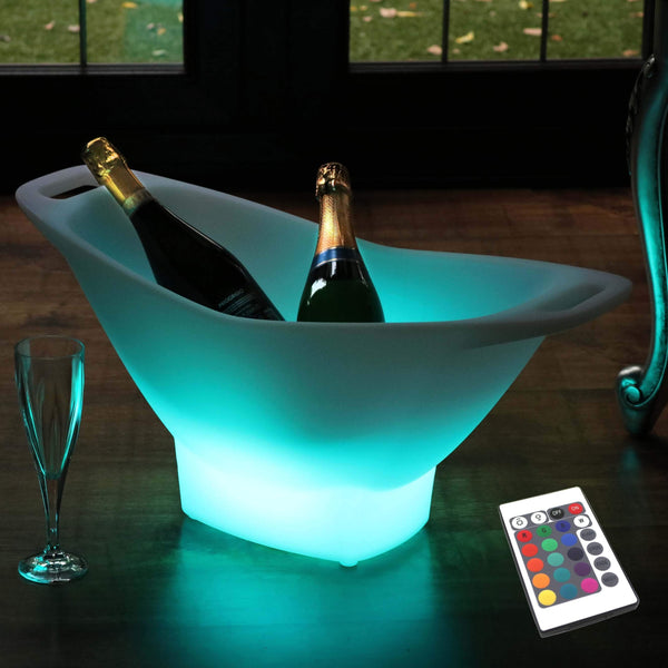 Seau à Champagne LED Lumineux sans Fil avec Télécommande, Multicolore