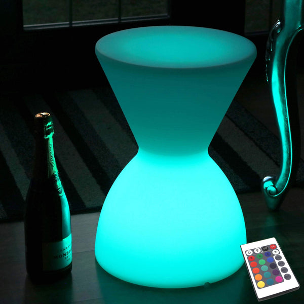 Tabouret LED Lumineux, Lampadaire Siège Table Basse Multicolore sans Fil