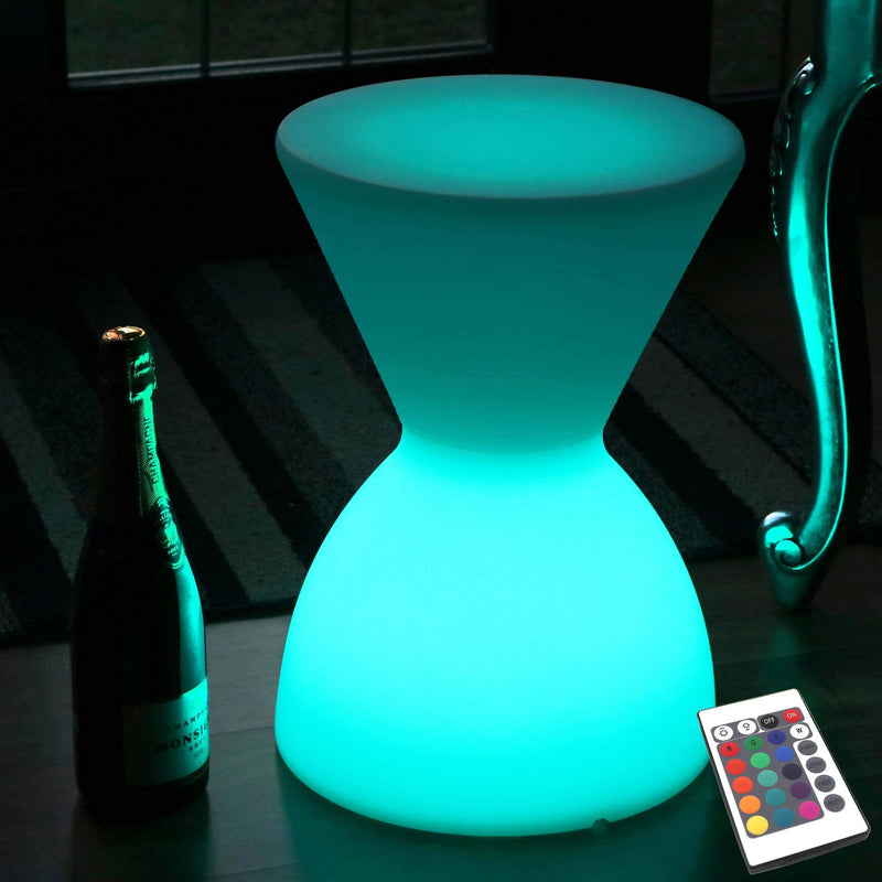 Tabouret LED Lumineux, Lampadaire Siège Table Basse Multicolore sans Fil