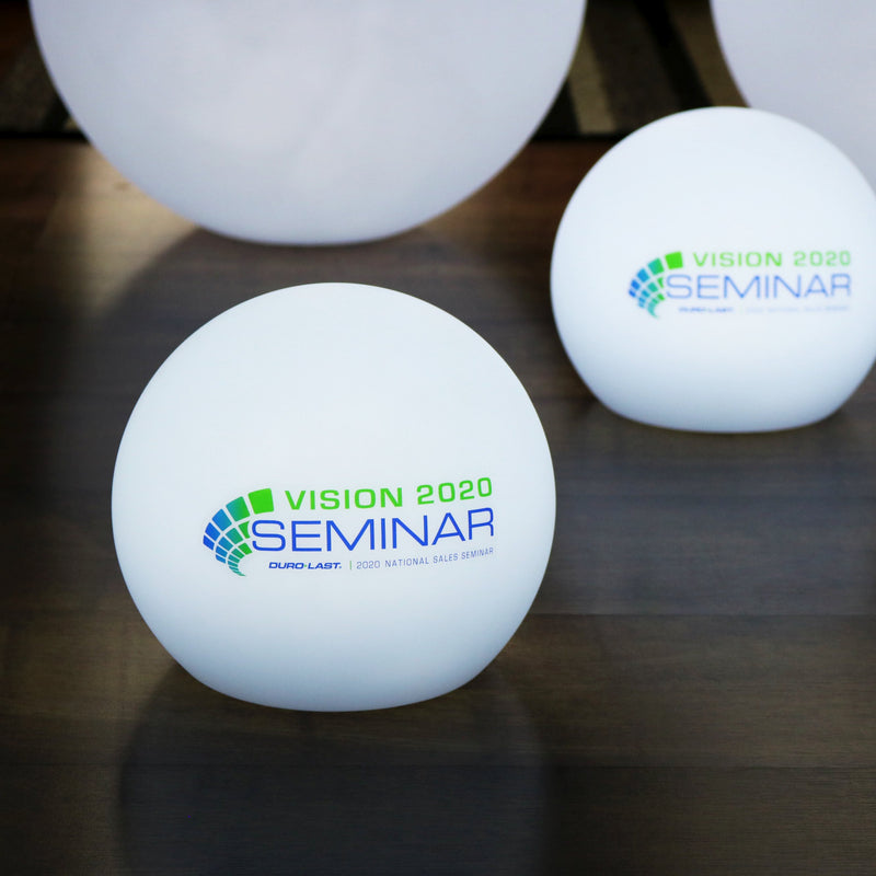 Lampe LED Ronde Personnalisable, Lampe Boule Globe de Surface Estampillée, Décoration Illuminée de Surface Éclairée pour Conférence, Événement