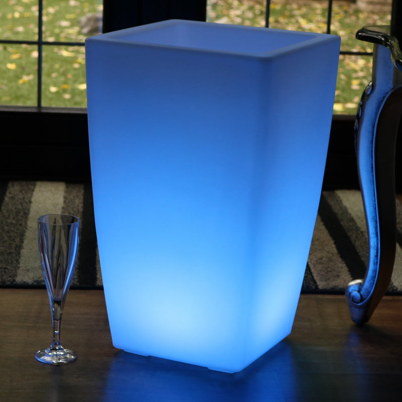 Vase de sol LED, pot de plantes éclairé de 50 cm, lampe sur pied RGB multicolore avec télécommande