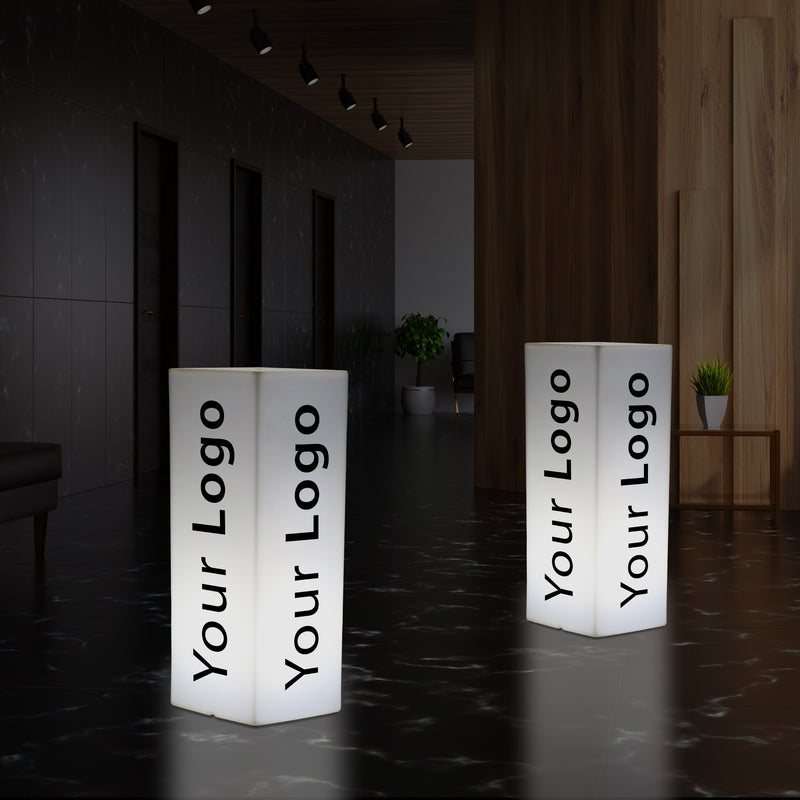 Enseigne Lumineuse LED Estampillée, Lampe Pilier Colonne Personnalisable, Grand Affichage Lumineux pour Exposition, Stand de Salon, Événement