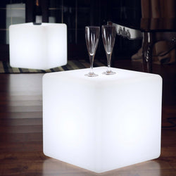 Cube LED Lumineux 40cm, Lampe de Sol, Ampoule E27 Blanche Installée