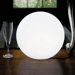 Lampe Chevet Boule LED sur Secteur, 30cm, Blanc, Ampoule E27 Installée