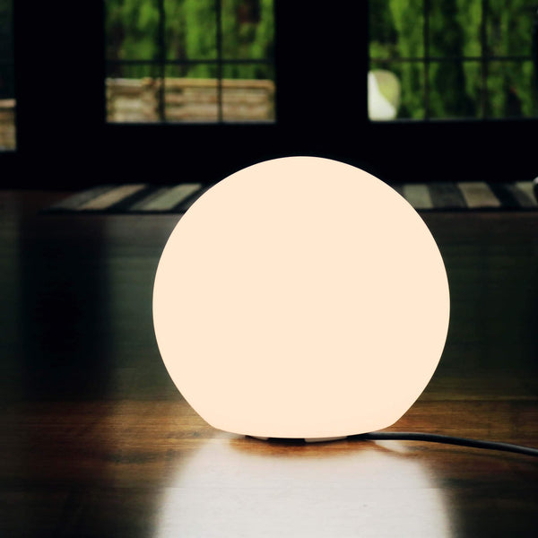Lampe Table Chevet E27, Sphère Lumineuse, Boule LED 20cm, Blanc Chaud