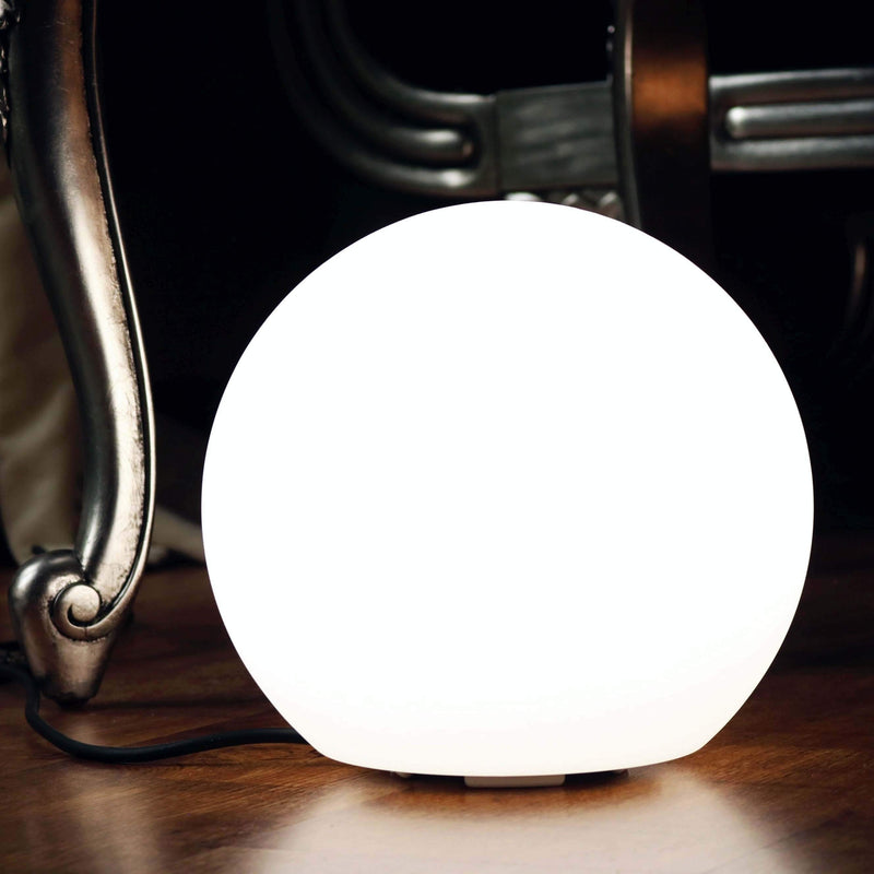 Lampe Chevet Table E27, Boule Lumineuse, Sphère LED 20cm, Blanc