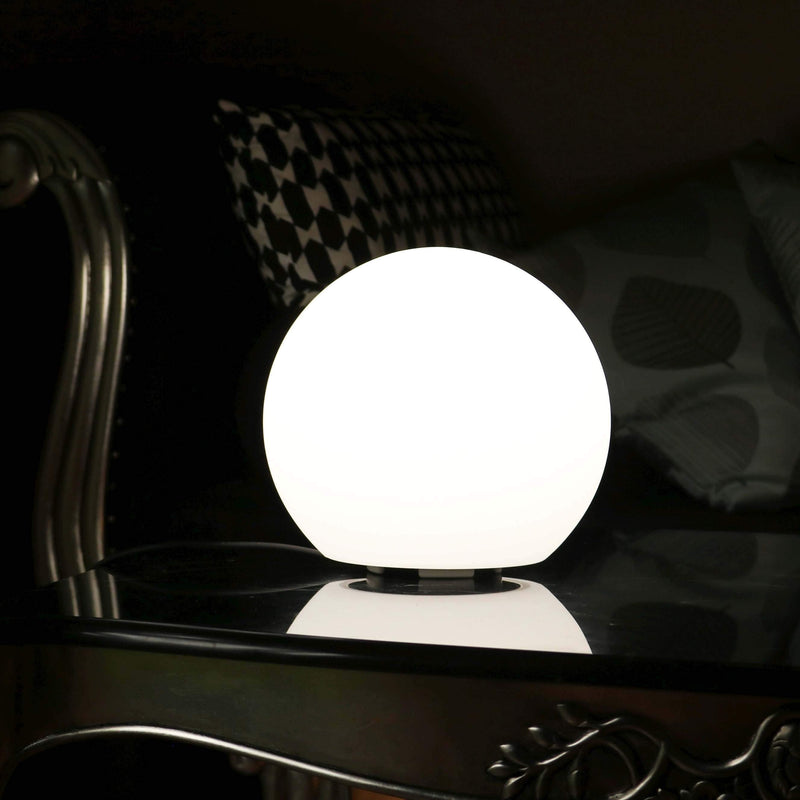 Lampe Chevet Dimmable, Luminaire Table E27, Boule LED 20cm, Blanc