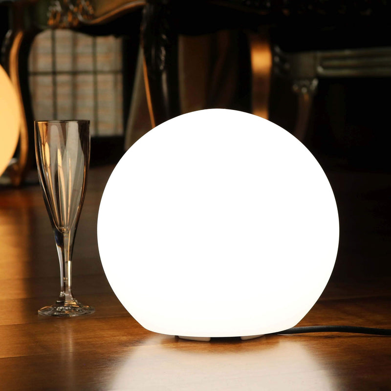 Lampe Table Ronde LED sur Secteur, 25cm, Ampoule E27 Blanche Installée