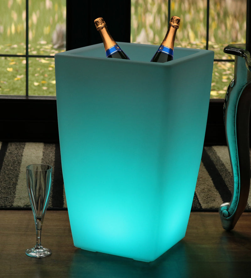 Seau à champagne Porte-glaçons LED 50cm sur pied Refroidisseur de bouteille de vin extérieur jardin