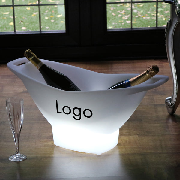 Seau à Champagne Glaçons Refroidisseur de Vin LED Estampillé Logo, Caisson Lumineux, Décoration Centre de Table Personnalisable, Enseigne Lumineuse