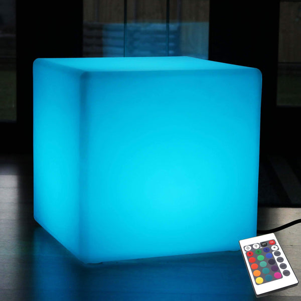 Grand Cube Siège Lumineux LED avec Télécommande, Changement de Couleur, 50cm