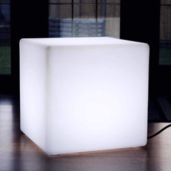 Siège Lumineux LED Table Basse, Lampe de Sol Grande E27, Cube 50cm Blanc