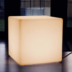 Grand Tabouret LED 50 cm, Siège Dé Cube, Lampadaire E27 sur Réseau, Blanc Chaud