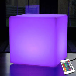 60 cm Cube LED sur Secteur, Tabouret Lumineux, Grande Lampe de Sol Multicolore RGB