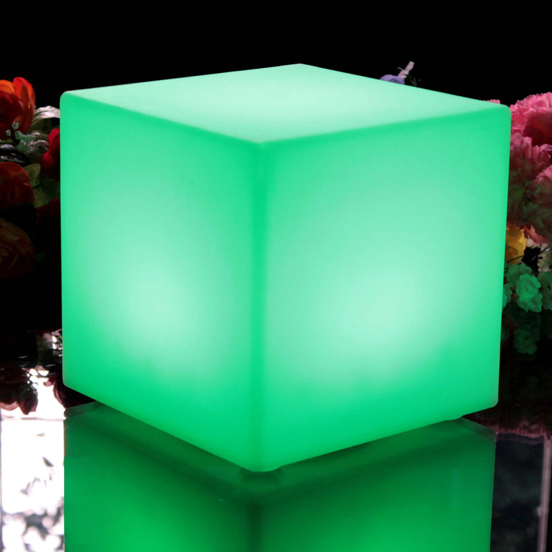 Cube Lumineux LED 20cm, Lampe de Table sans Fil avec Télécommande
