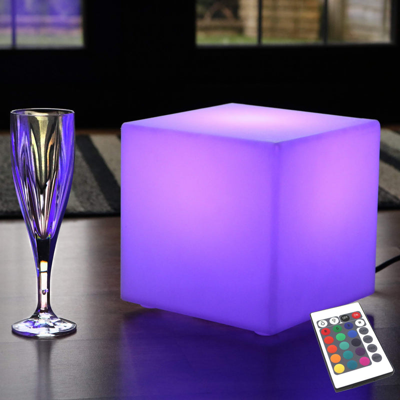 Lampe de Chevet LED sur Secteur, Cube RGB Multicolore, 20 x 20 cm