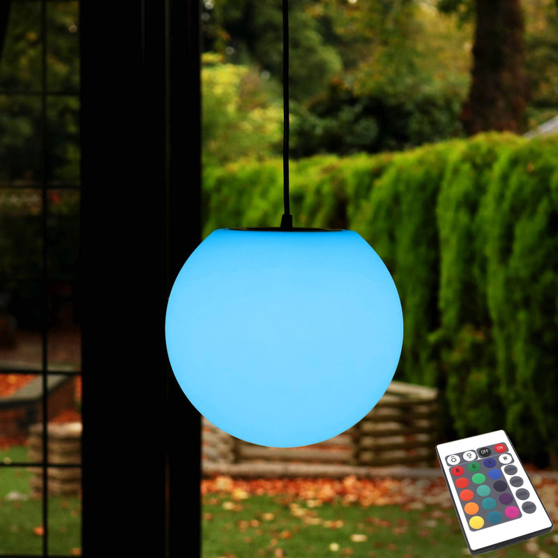Lampe Suspension LED avec Télécommande, Luminaire Boule Moderne 25cm