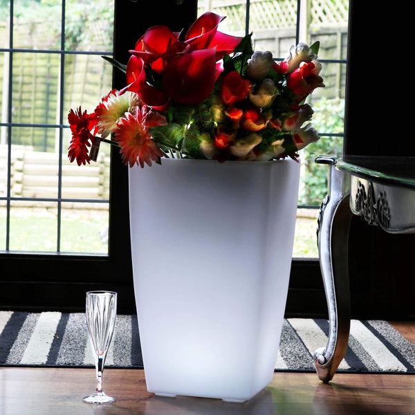 Vase Pot de Fleur Lumineux LED, Jardinière Extérieur Jardin, Haut 50cm