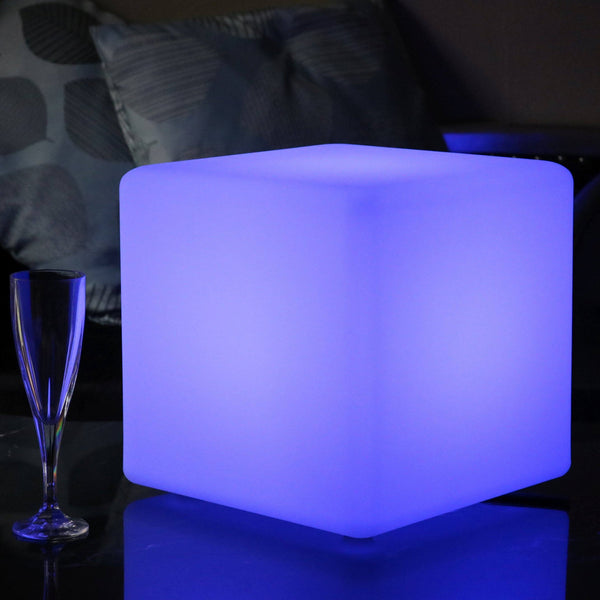 Lampe de Table sans Fil, Cube LED Lumineux 30cm, Lumière Extérieure