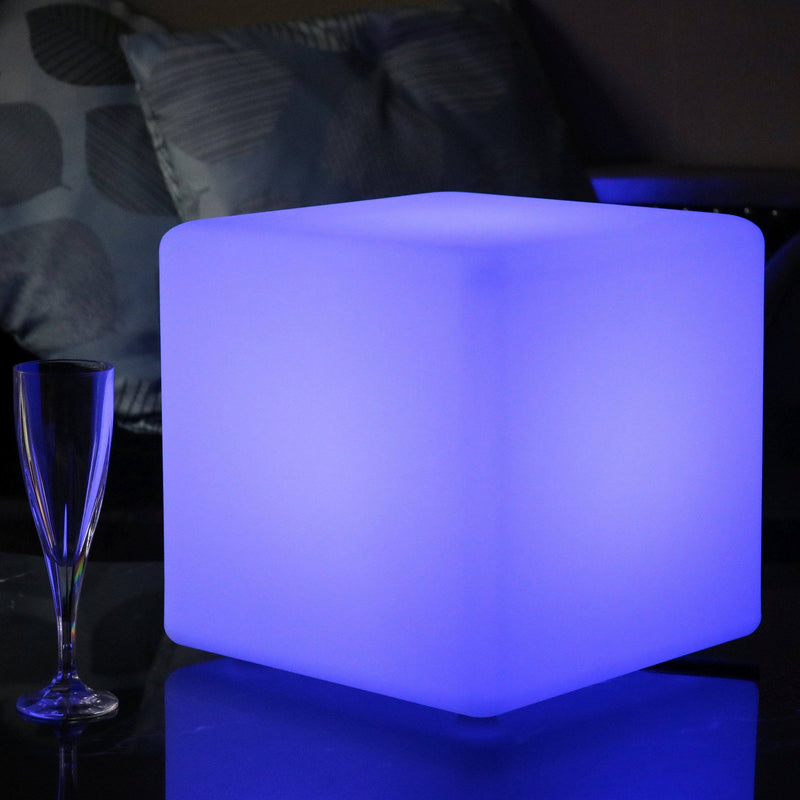 Lampe de Table sans Fil, Cube LED Lumineux 30cm, Lumière Extérieure