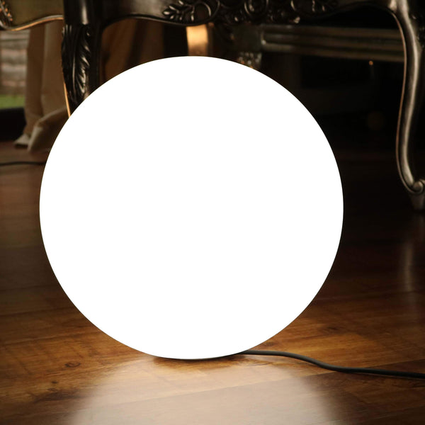 Lampe Chevet Boule LED sur Secteur, 30cm, Blanc, Ampoule E27 Installée