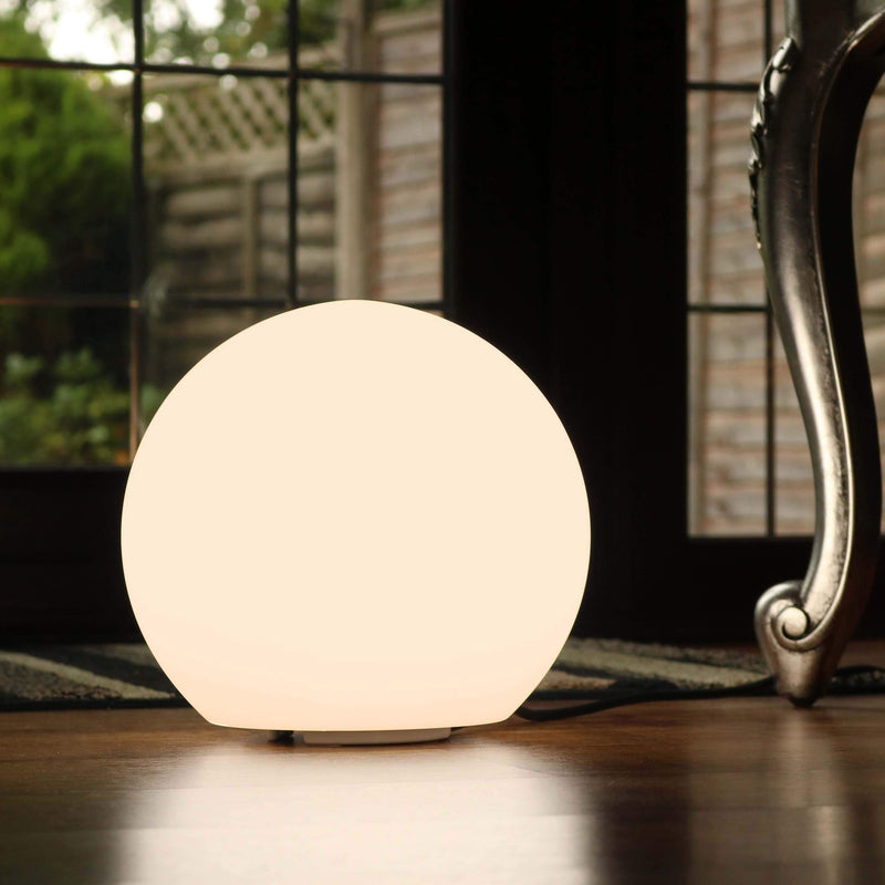 Lampe Table Chevet E27, Sphère Lumineuse, Boule LED 20cm, Blanc Chaud