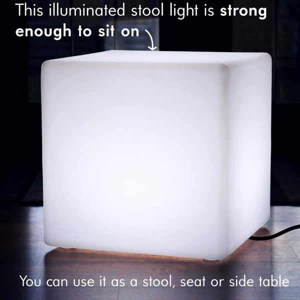 60 cm Cube LED sur Secteur, Tabouret Lumineux, Grande Lampe de Sol Multicolore RGB