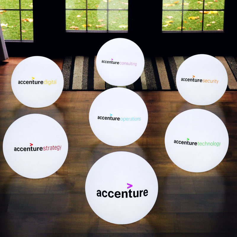 Lampe LED Ronde Personnalisable, Lampe Boule Globe de Surface Estampillée, Décoration Illuminée de Surface Éclairée pour Conférence, Événement