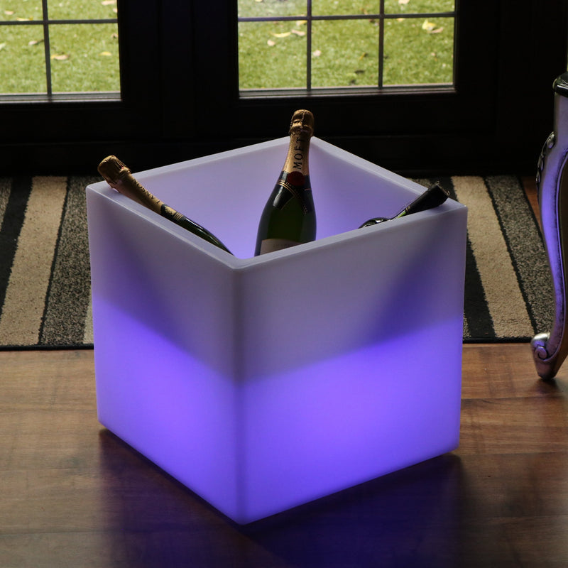 Seau à glace à LED sur secteur Seau à champagne Refroidisseur de vin extérieur jardin patio terrasse