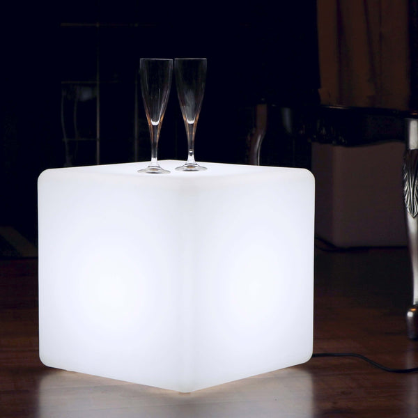 Cube LED Lumineux 40cm, Lampe de Sol, Ampoule E27 Blanche Installée