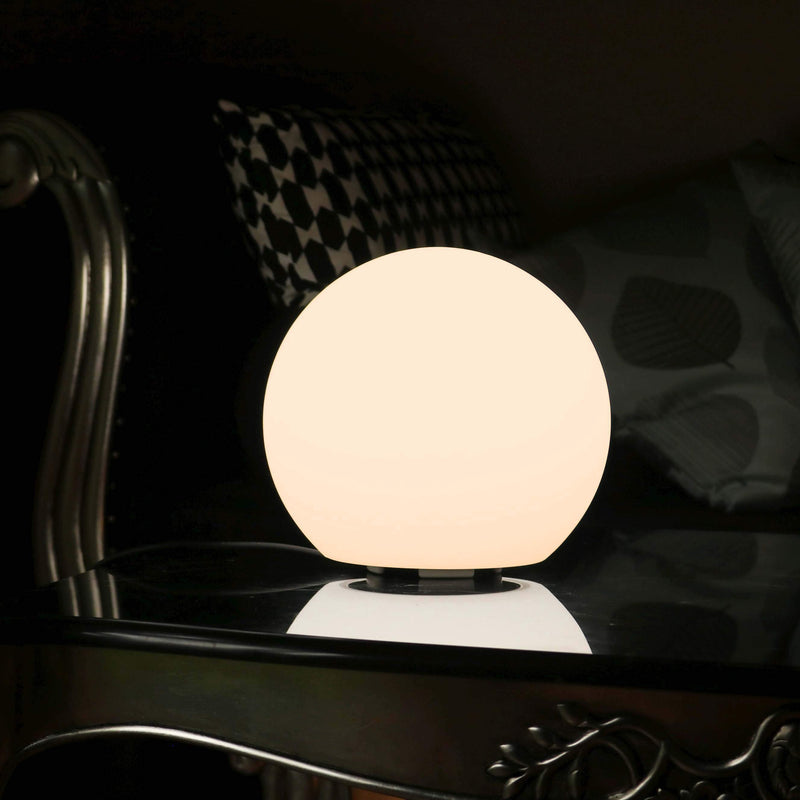 Lampe Table Chevet E27, Sphère Lumineuse, Boule LED 20cm, Blanc Chaud