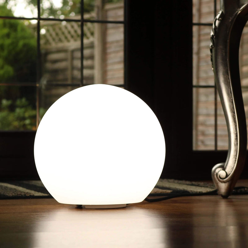 Lampe Chevet Dimmable, Luminaire Table E27, Boule LED 20cm, Blanc