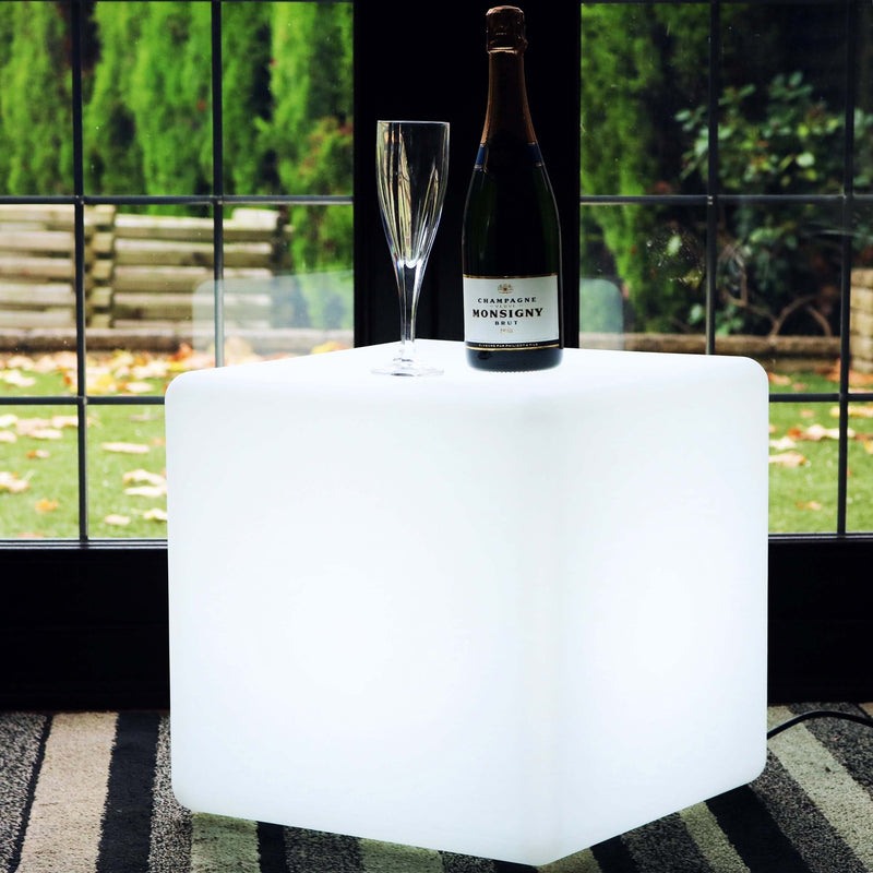 Cube LED Lumineux 40cm, Lampe de Sol, Ampoule E27 Blanche Installée