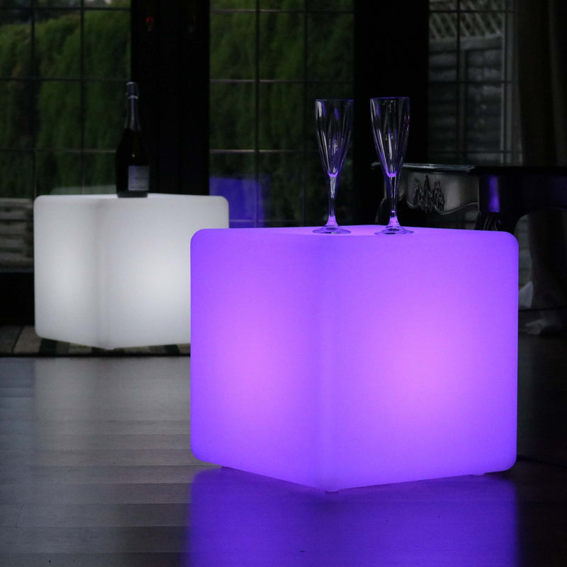 Cube LED 40cm sur Secteur, Tabouret Lumineux, Lampadaire Multicolore