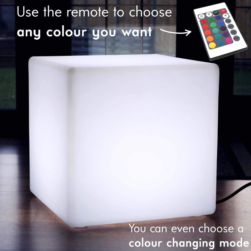 Grand Cube Siège Lumineux LED avec Télécommande, Changement de Couleur, 50cm
