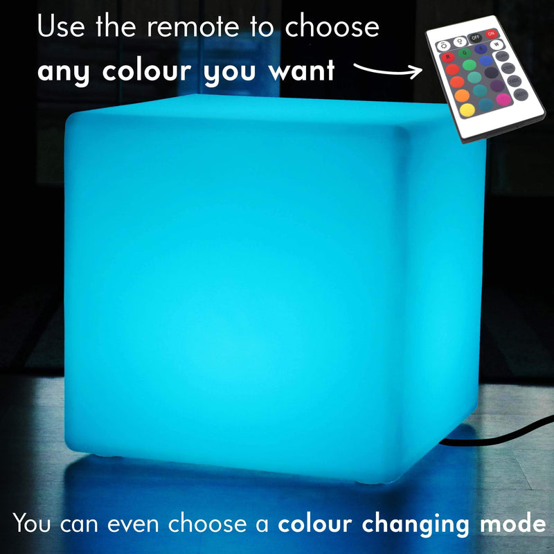 60 cm Cube LED sur Secteur, Tabouret Lumineux, Grande Lampe de Sol Multicolore RGB