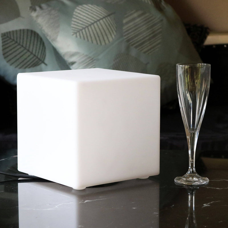 Cube Lumineux 20cm sur Secteur, Lampe Chevet, LED E27 Blanc Chaud